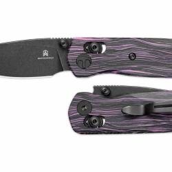 Couteau Bestech Knives Sprite Lame Acier M390 Manche G10 Noir et Violet Bar Lock BTKMK21E