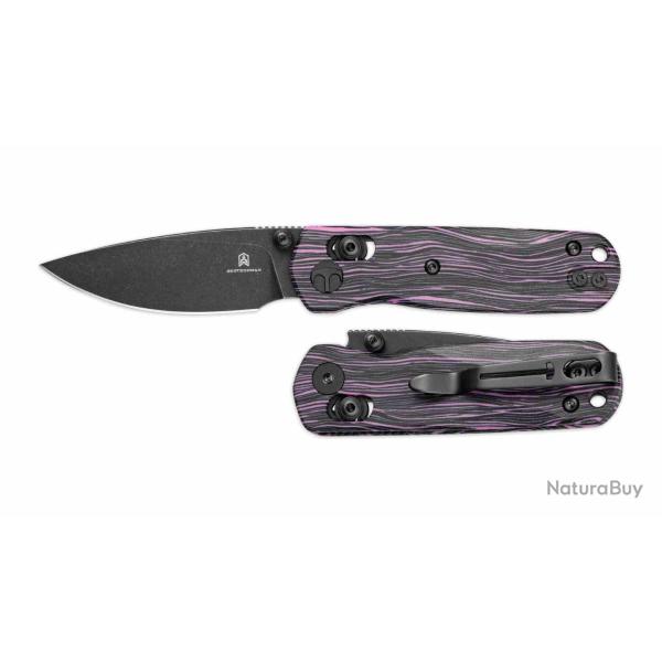 Couteau Bestech Knives Sprite Lame Acier M390 Manche G10 Noir et Violet Bar Lock BTKMK21E