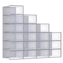 Bo&icirc;tes &agrave; chaussures lot de 18 rangement chaussures pliable pour pointure jusqu'&agrave; 46 transparent 12_