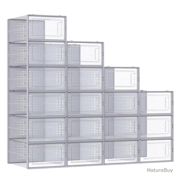 Bo�tes � chaussures lot de 18 rangement chaussures pliable pour pointure jusqu'� 46 transparent 12_