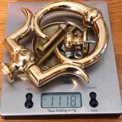 SUPERBE ET LOURD HEURTOIR TOUT EN LAITON MASSIF - POLI BRILLANT = TOP+++ A  MONTER SUR PORTE CLASSE