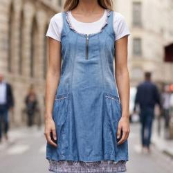 MAYFLOWER VF048S - Robe en jean pour femme : le charme d&eacute;contract&eacute; de l'effet Liberty Stone 38