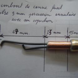 embout de canne fusil calibre 9 mm percussion annulaire