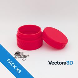 LOT DE 3 Bo&icirc;tes de Rangement Hame&ccedil;ons et Plombs - Taille M - Rouge Haute Visibilit&eacute; (PETG)
