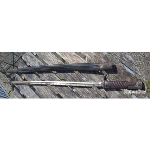 Ba�onnette longue S98 allemande 1903 type 2 dite " Langue de carpe " marquages; ERFURT / W3 / 84R