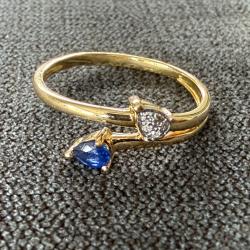 El&eacute;gante bague en or massif 18 carats - saphir et diamants - taille 61