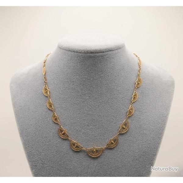Tr�s joli collier or jaune 18 carats - Art d�co - filigrane 45 cm