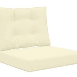 Coussins canap&eacute; ext&eacute;rieur polyester cr&egrave;me r&eacute;sistants d&eacute;coloration lot 2