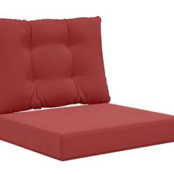 Coussins canap&eacute; ext&eacute;rieur polyester bordeaux r&eacute;sistants d&eacute;coloration lot 2