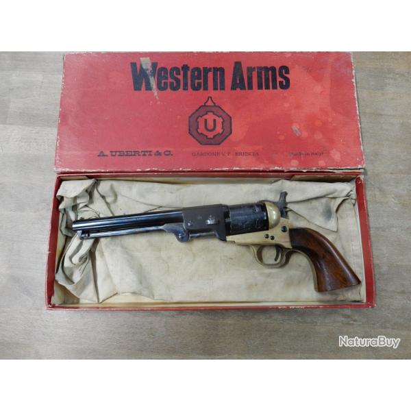 REVOLVER POUDRE NOIR UBERTI 1843 CAL.36 + BOITE D'ORIGINE BON ETAT GENERAL OCCASION