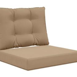 Coussins canap&eacute; ext&eacute;rieur polyester taupe r&eacute;sistants d&eacute;coloration lot 2