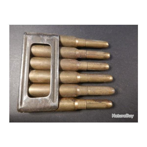 398 - Rare Clip 7,35 CARCANO de 6 cartouches / 7.35x51 / Balles stri�es