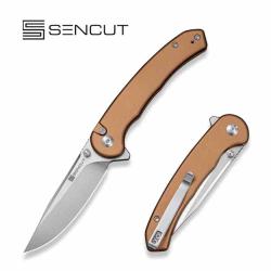 Couteau Sencut Ingot Lame Acier D2 Manche Aluminium Brown Button Lock S251021