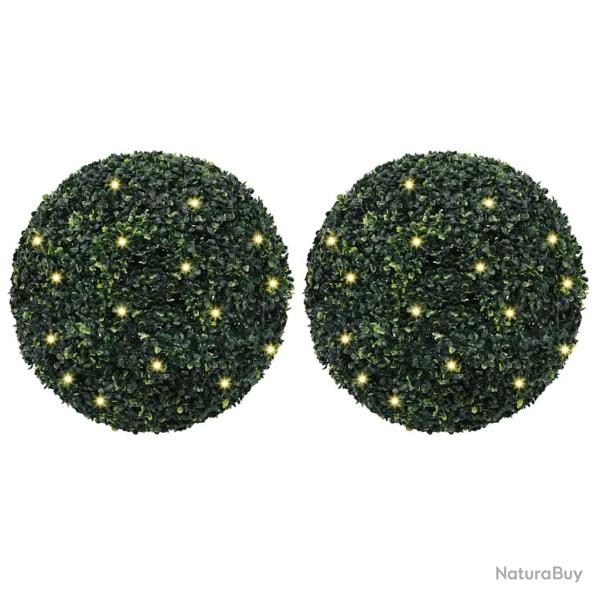 Boules de buis artificielles avec lumi�res LED 2 pcs vert 52 cm