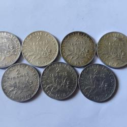 lot 2 francs semeuse argent