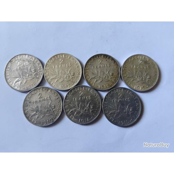 lot 2 francs semeuse argent