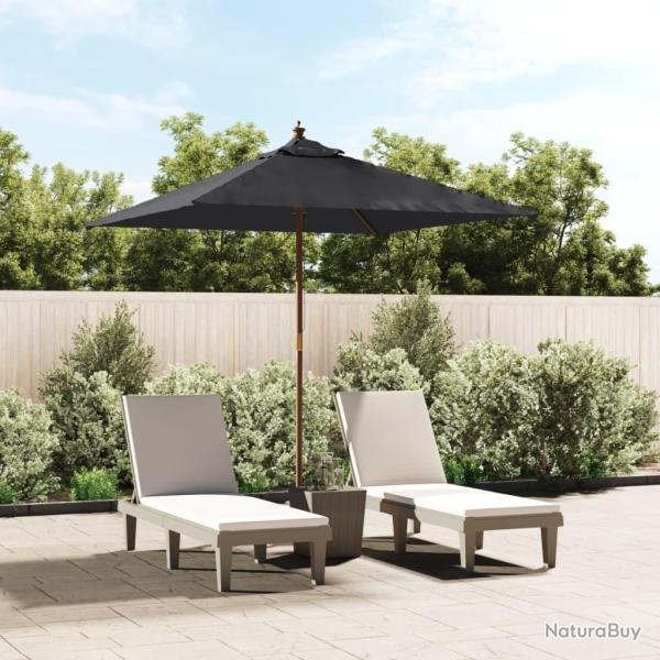 Parasol de jardin avec m�t en bois noir 198x198x231 cm