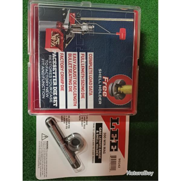 Jeu d'outils lee pacesetter die set calibre 300 WIN MAG plus jauge neufs