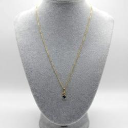 Collier en or massif 18 carats avec pendentif 3 saphirs bleus - 52 cm - chaine