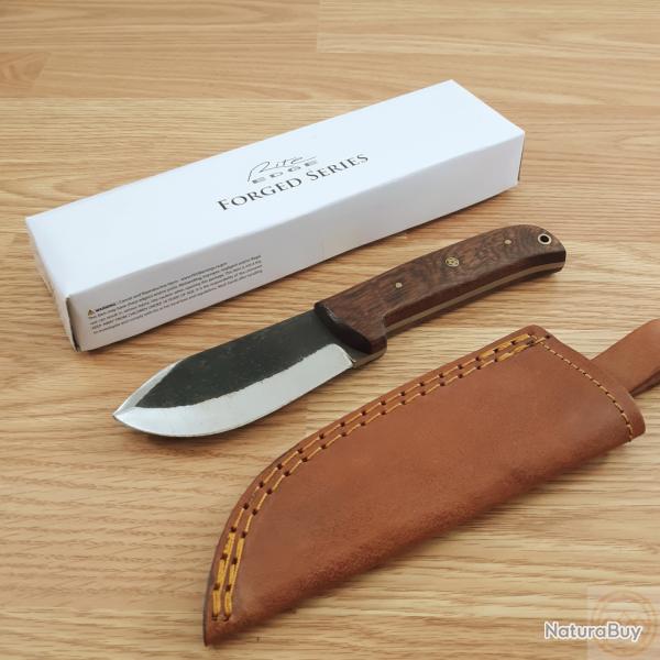 Couteau Rite Edge Skinner Chasse Lame Acier Carbone1055 Forg�e Drop Point Manche Bois Etui Cuir 4424