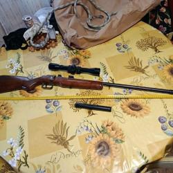 Carabine Manufrance 22 lr mono coup avec mod&eacute;rateur de son