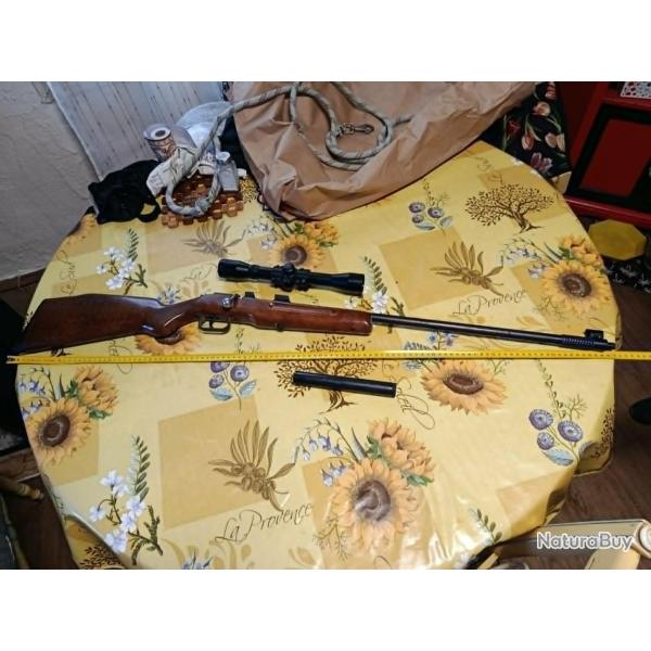 Carabine Manufrance 22 lr mono coup avec mod�rateur de son