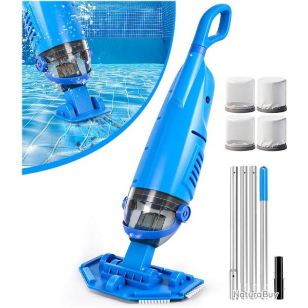 Aspirateur Piscine Sans Fil, 2.5m Aspirateurs Piscines Batterie avec Tige T�lescopique,4200L/H Manue