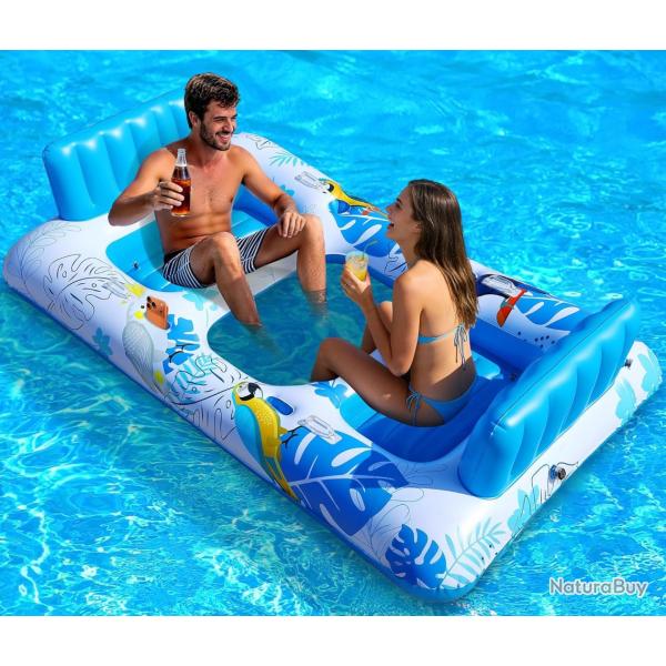 Matelas Gonflable Piscine, 220 X 110cm Bou�e Piscine Adulte pour 2 Personnes, Matelas Gonflable Bron