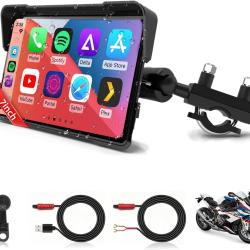 Carplay Moto 7 Pouces avec 2 M&eacute;thodes d'alimentation, GPS Moto Android Auto avec &eacute;cran de Moto &eacute;tanc