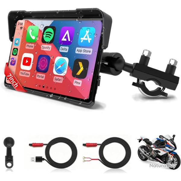 Carplay Moto 7 Pouces avec 2 M�thodes d'alimentation, GPS Moto Android Auto avec �cran de Moto �tanc