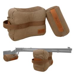 Sac de Tir Avant Arri&egrave;re Banc de Tir Support Fusil Carabine Pistolet Sable Toile Cuir Chasse Marron