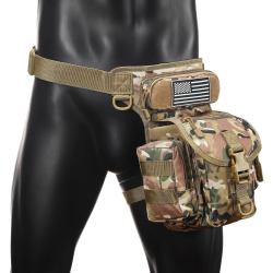 Sac de Jambe Tactique MOLLE Sac Banane Cuisse Hanche Oxford &Eacute;tanche Moto Randonn&eacute;e Outdoor Camo