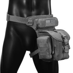 Sac de Jambe Tactique MOLLE Sac Banane Cuisse Hanche Oxford &Eacute;tanche Moto Randonn&eacute;e Outdoor Noir
