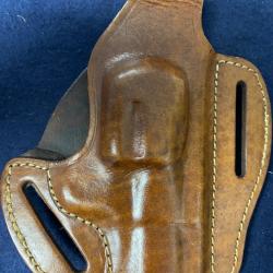 Vintage : holster cuir droitier Akah &eacute;tat neuf pour revolver Smith Wesson carcasse k 3 "