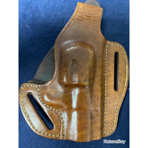 Vintage : holster cuir droitier Akah �tat neuf pour revolver Smith Wesson carcasse k 3 "