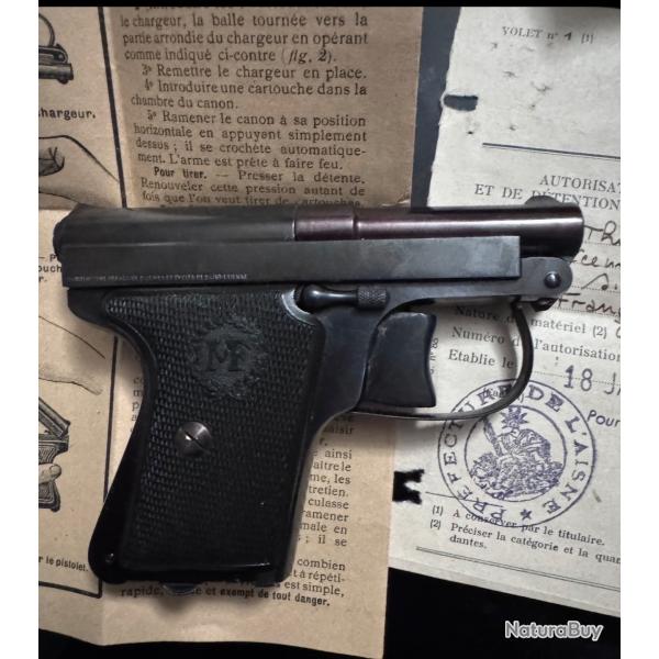 Pistolet manufrance ��le francais�� avec papier d'origine neuf