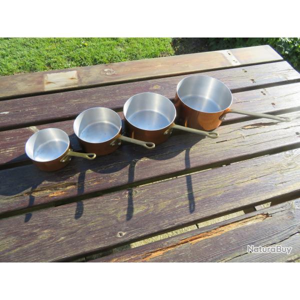 S�rie de 4 casseroles vintage en cuivre alimentaire de marque TOURNUS - FRANCE (XX�)