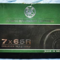 Munitions Cal 7 x 65 R marque RWS mod&egrave;le Evolution 159 GR