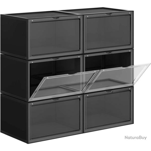 Bo�tes � chaussures lot de 6 coffre de rangement empilable avec porte en plastique 36 x 28 x 22 cm