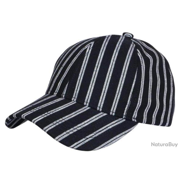 Casquette Ray�e Bleu Marine Blanche Style Riviera Bord de Mer Coton Kerlann Taille unique Bleu
