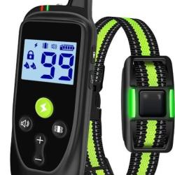 Collier de Dressage Entrainement Pour Chien &Eacute;tanche IP67 3 Modes de Formation Port&eacute;e de 1000m Vert