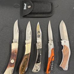 Lot de Couteaux de Chasse en Bois Lame Damas REMINGTON C Jul Herbertz Tunet Criv'it