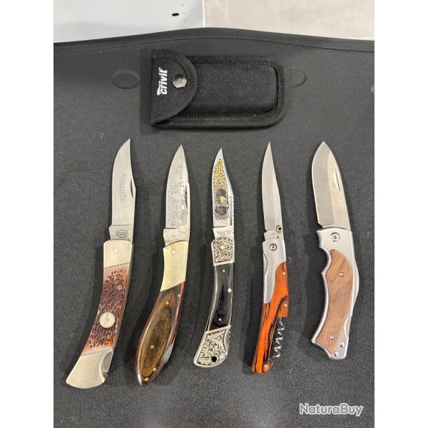 Lot de Couteaux de Chasse en Bois Lame Damas REMINGTON C Jul Herbertz Tunet Criv'it