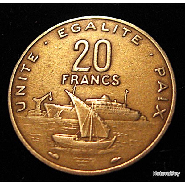 DJIBOUTI , piece de 20 francs de 1982 ttb bronze d'alu