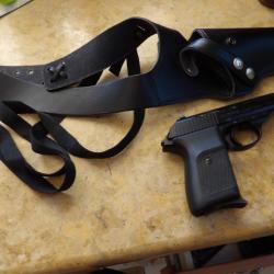 holster &eacute;tui cuir 6.35 7.65  d &eacute;paule 32 acp