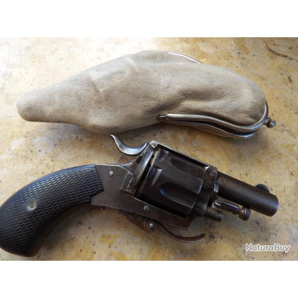 revolver cal 320 percussion ferme canon court excellent fonctionnement Belge �tui chevreau qq trous