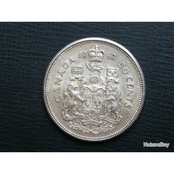CANADA - MONNAIE DE 50 CENTS  EN ARGENT DE 1962