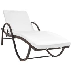 Chaise longue avec coussin R&eacute;sine tress&eacute;e Marron