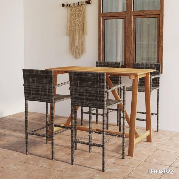 Ensemble de bar de jardin 5 pcs Gris