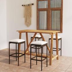 Ensemble de bar de jardin avec coussins 5 pcs Marron